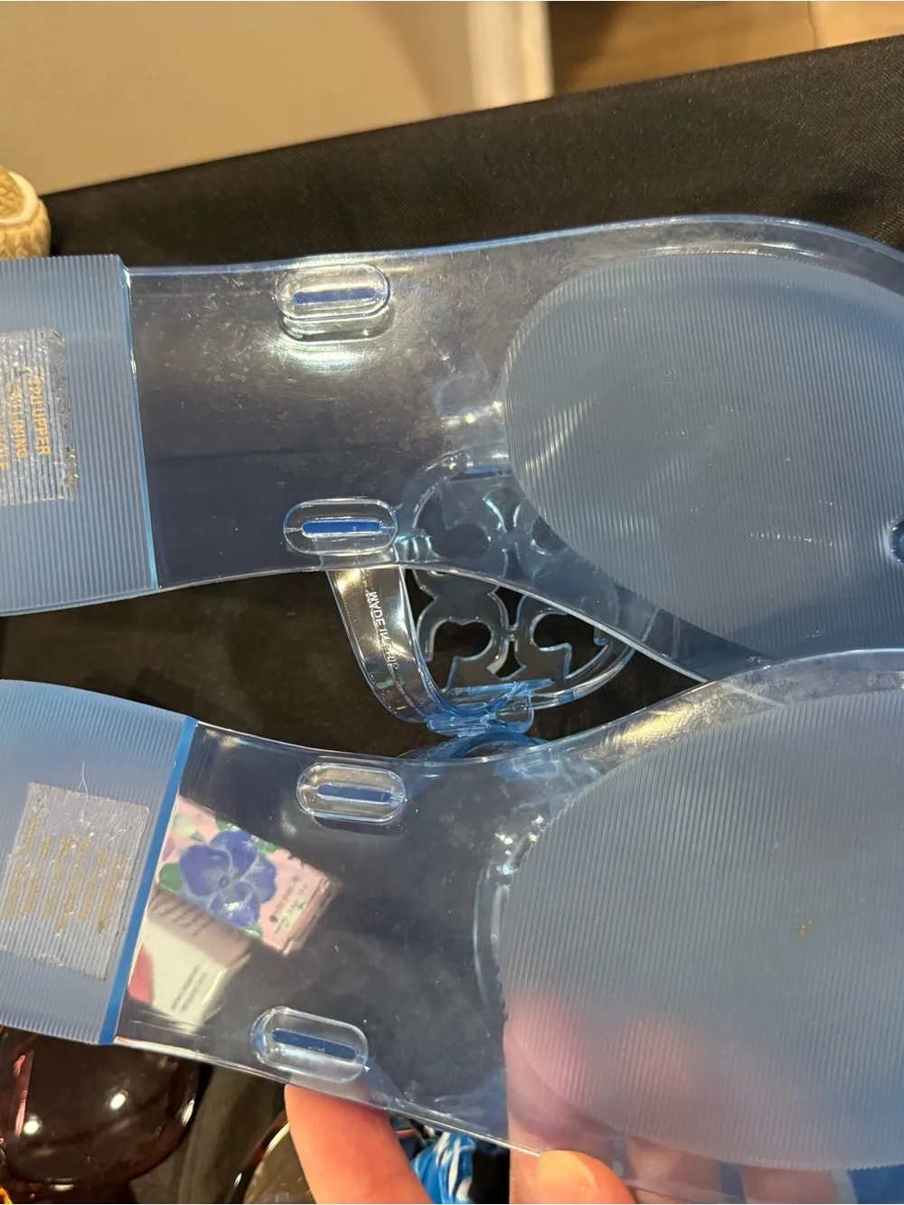 Tory Burch Clear Blue Jelly Logo Thong Sandals